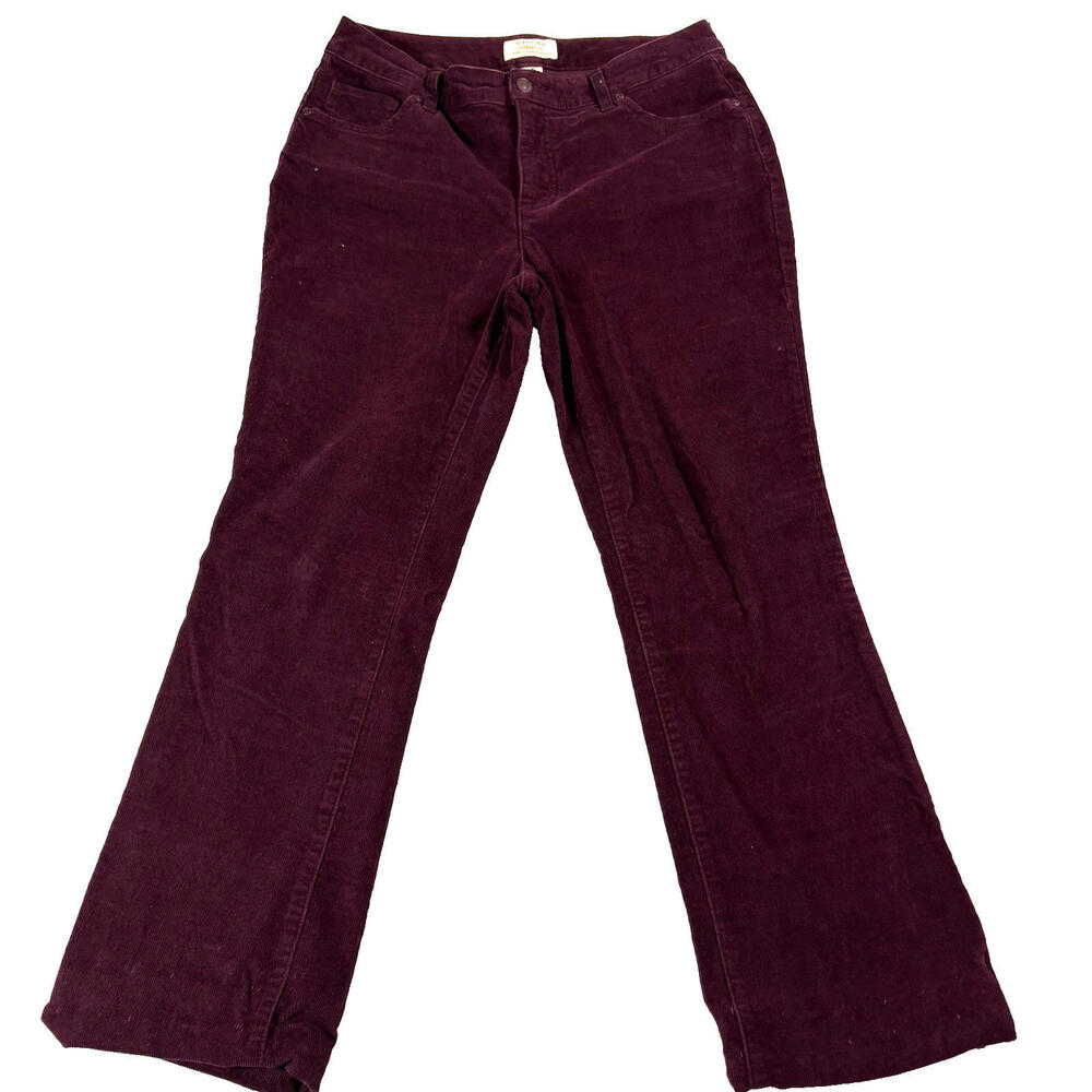 St Johns Bay Pants Womens Straight Fit Size 8 Burgundy Corduroy Vintage 90s Y2KX